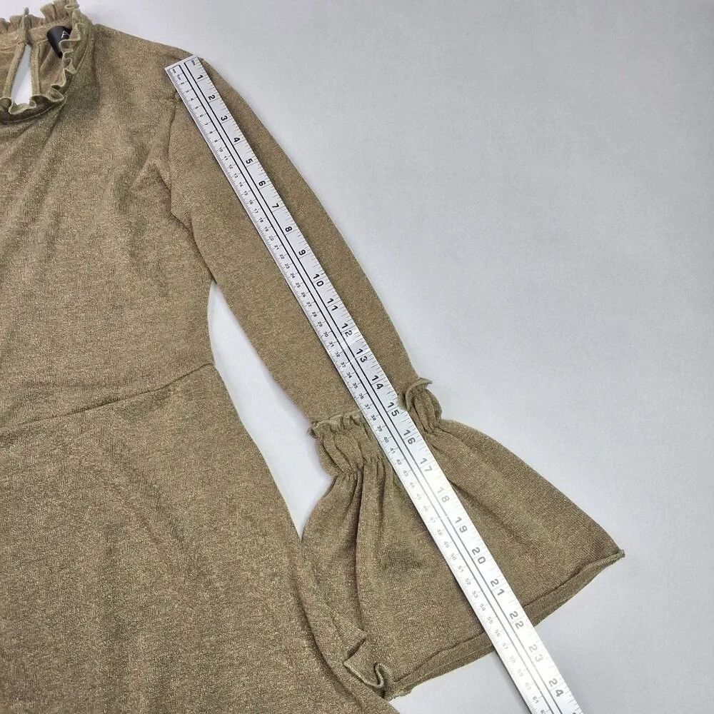 AX Paris Long-Sleeve Dress High Ruffled Collar & Bell Sleeves Size 10 Acadamia - Picture 3 of 10
